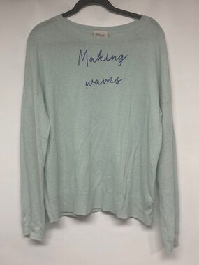 Charli Men’s Mint Cashmere Crewneck Sweater with Navy Script
